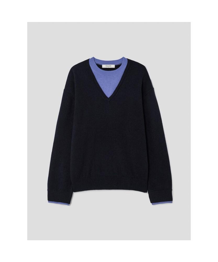 8seconds V-Neck Contrast Pullover Navy