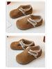 Girls' Winter Retro Fleece-Lined Non-Slip Birkenstock Loafers, Fashionable British Style