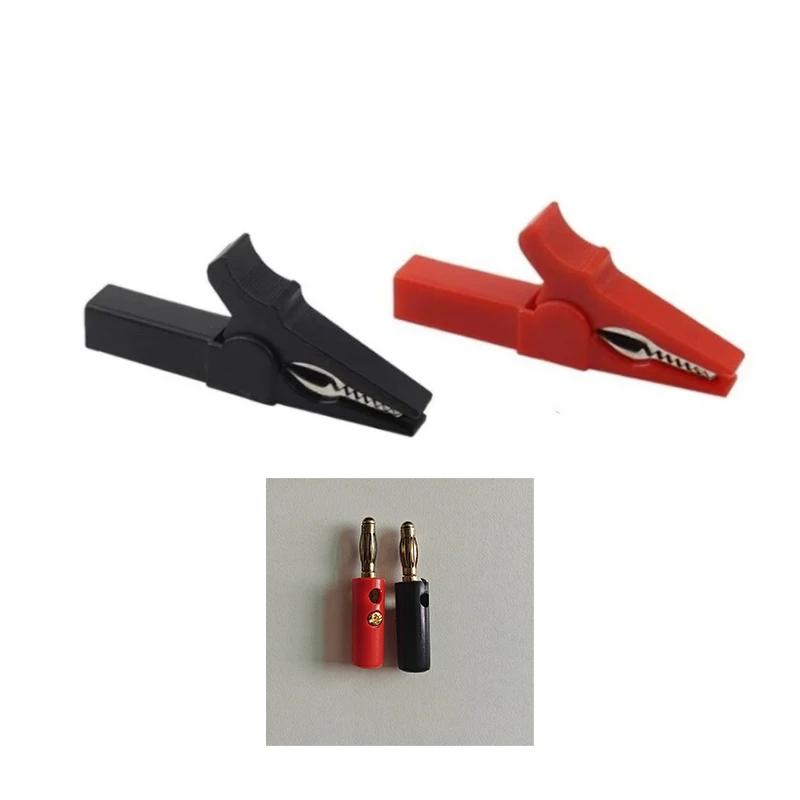 

4pcs/Set Alligator Clip + Banana Plug, Test Probe With 4mm Banana Plug Cable Clips Red + Black Stonego Test Accessories