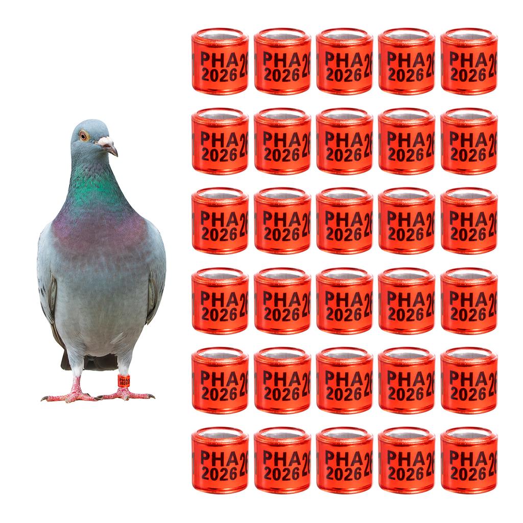 PHA 2026 Pigeon Foot Rings Inner Diameter 8mm Aluminum Plastic Bird Parrot Quail Leg Rings with Number Multi-colors 1 Pack/50Pcs