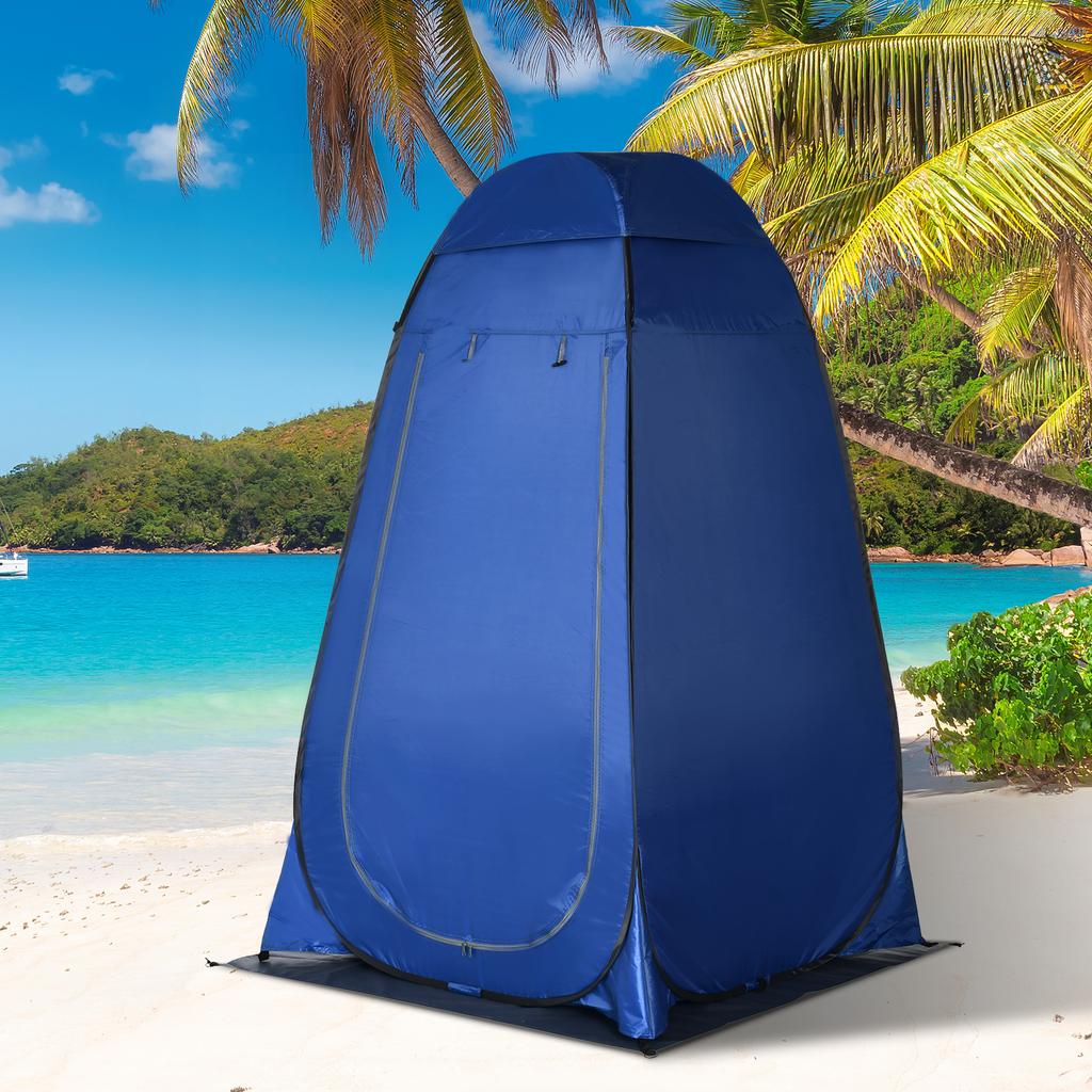 Pop-Up Shower Tent Toilet Tent Camping Changing Tent with Carry Bag Mobile Outdoor Toilet Changing Cabin Storage Tent Dark Blue 126 X 124 X 189 Cm
