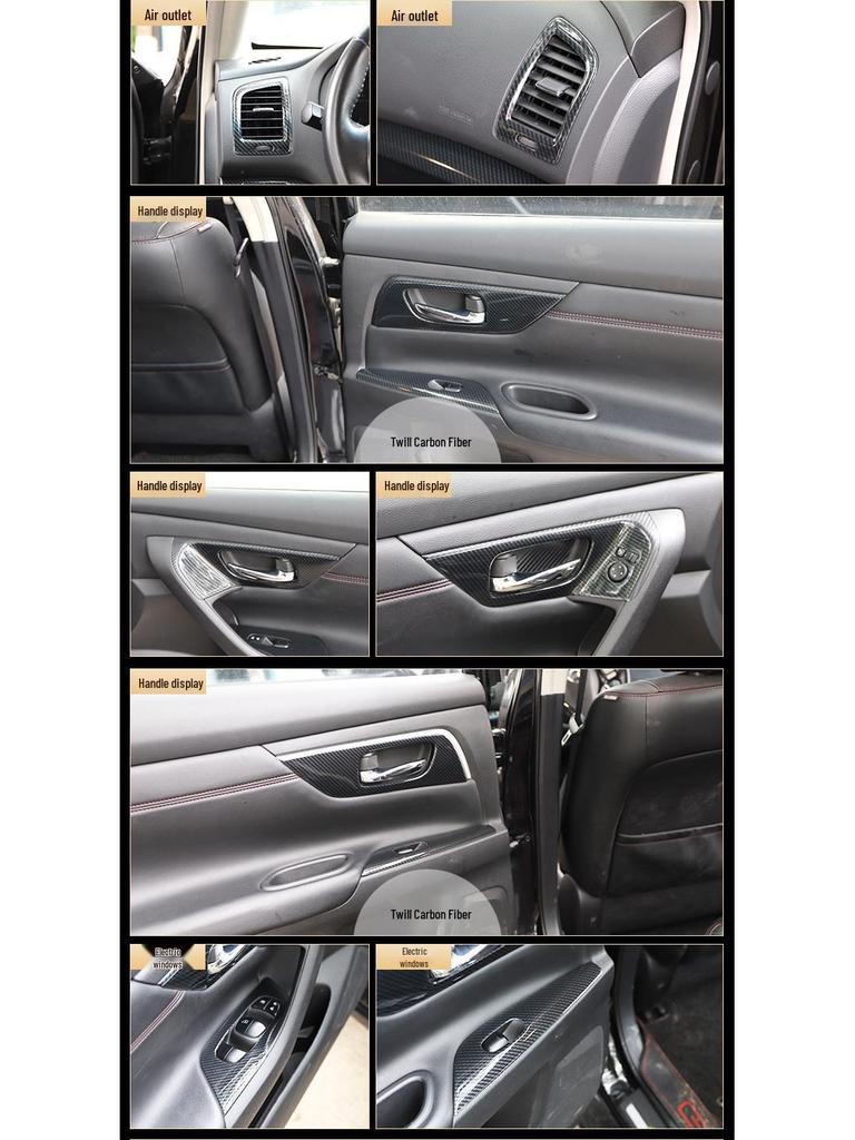 Teana 13-18 Peach Wood Carbon Fiber Center Console Handle Trim Sticker