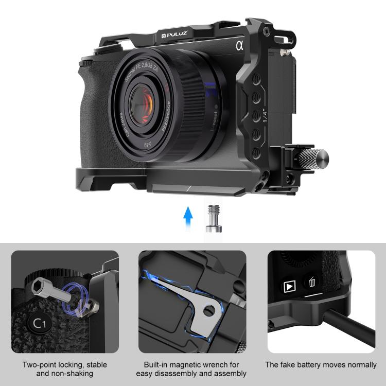 Für Sony A6700 PULUZ Metall-Kamerakäfig Stabilisator Rig (Schwarz)