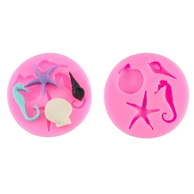 1PC Sea Life Style Silicone Mold Fondant Gum Paste Cake Decorating Tool Cake Mold Shells Starfish Shape