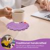 4Pcs Handmade Crochet Chicken Coasters Set Cute Chicken Themed Drink Cup Pads Tabletop Protector Home Decor Funny Valentine Gift
