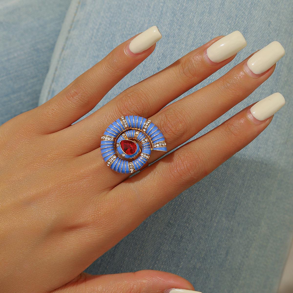 High-End Marine Animal Jewelry: Diamond Seashell Ring for Women