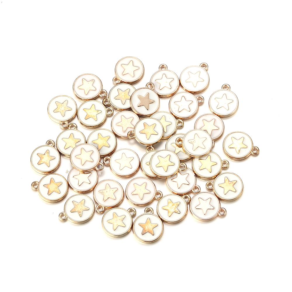 

10pcs/lot Alloy Star Charms Color Drop Oil Charm Bead for Jewelry Making DIY Necklace Pendant Earrings Handmade Accessories білий