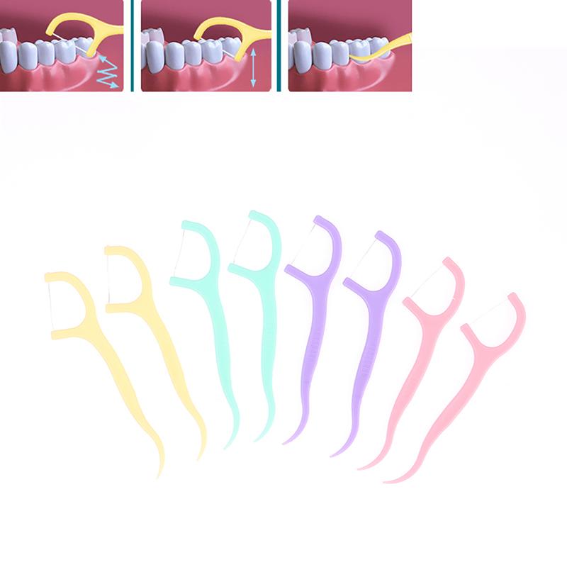 50Pcs Dental Floss Interdental Brush Teeth Tooth Clean Stick Oral Hygiene Fruit