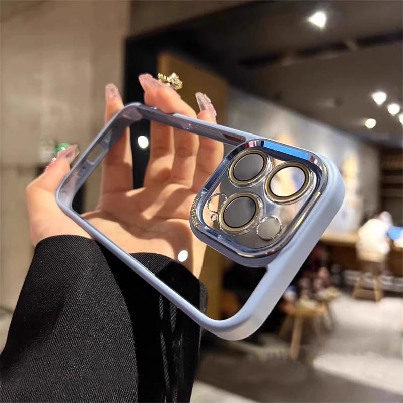 Luanjin Series Suitable for IPhone16promax High Transparent Mobile Phone Case Apple 15 Lens Film 14 Full Inclusive Metal Ring