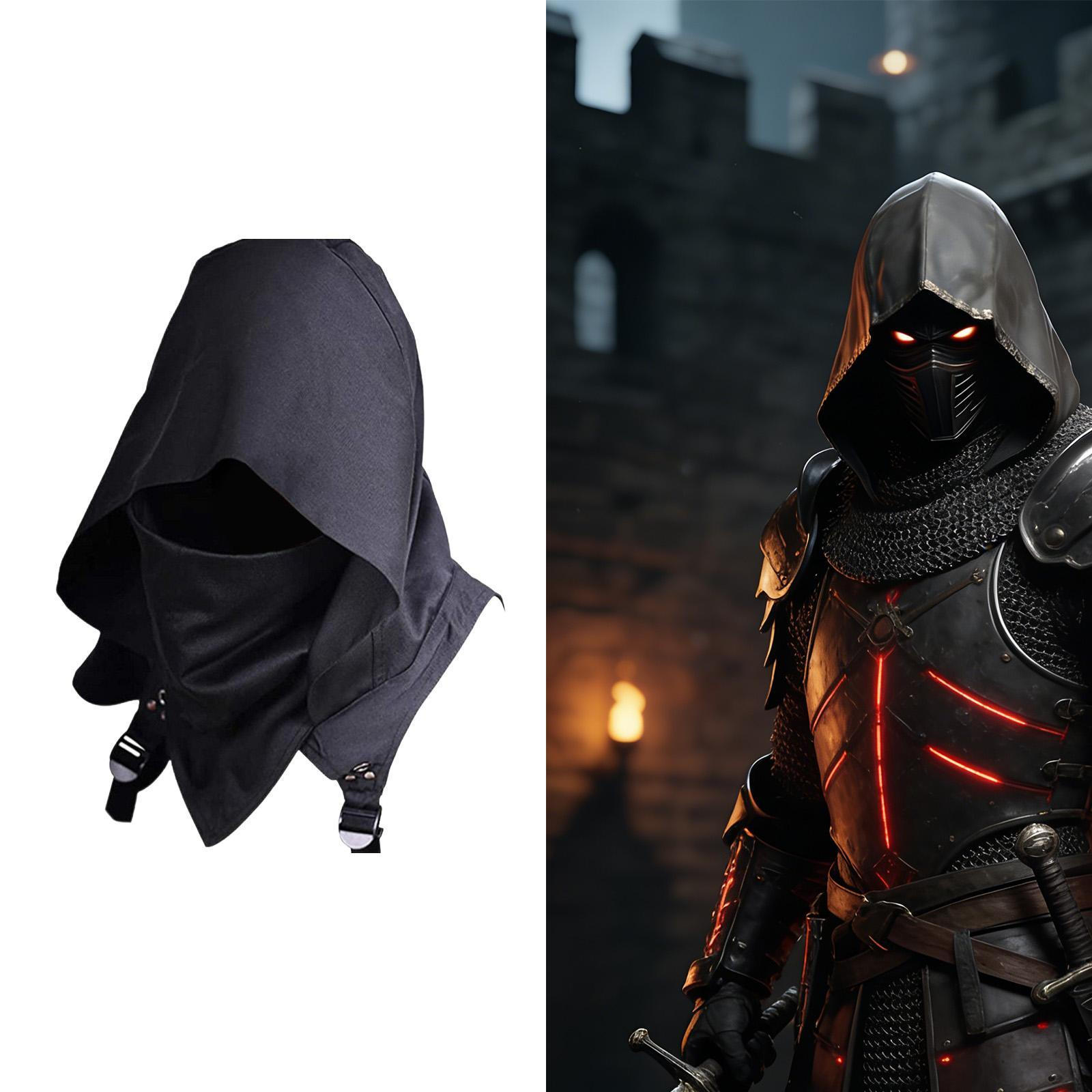 

Hooded Cowl Hat Gothic Hood Scarf for Festival Adults Carnival Wizard Role Play чёрный