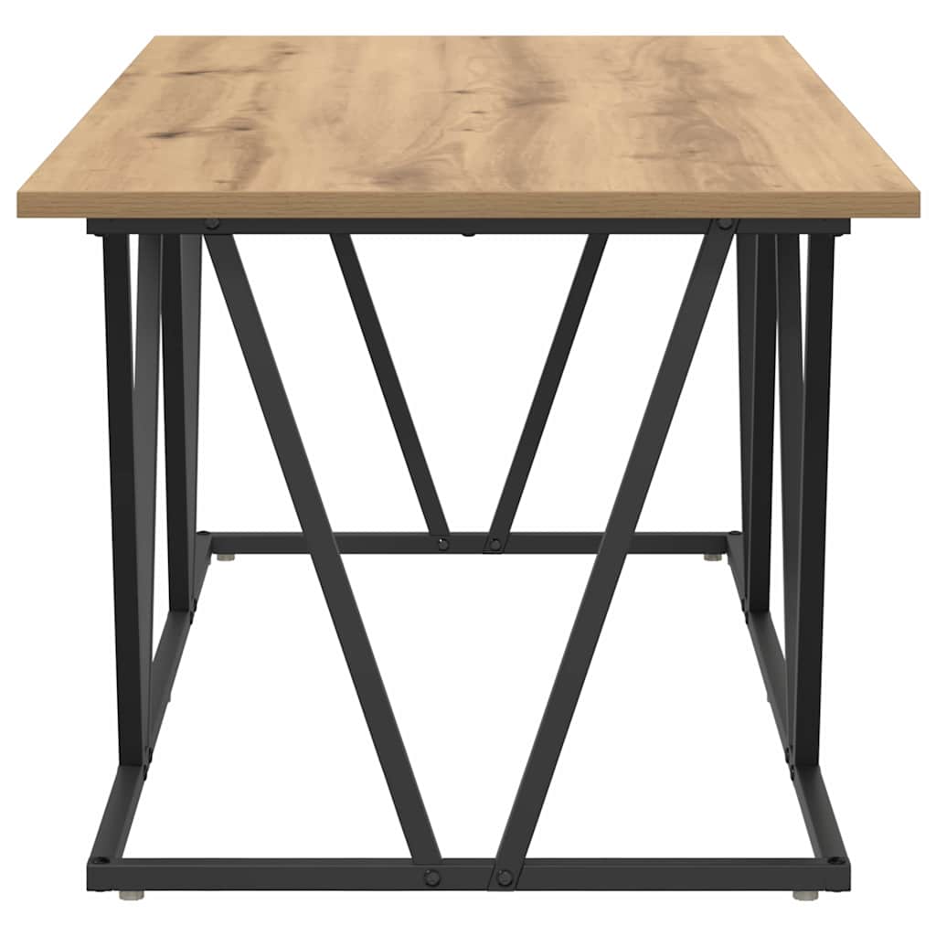 Artisan Oak Coffee Table 100 x 50 x 40 cm Plywood and Metal