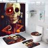 Halloween Shower Curtain Sets With Rugs Black Pumpkin Bathroom Set With Non-Slip Rug, Toilet Lid Cover, Bath Mat And 12 Hooks