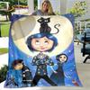 Coperta 3D Cartone Animato Coraline, Coperta in Flanella Coperta da Divano, Coperta Calda per Bambini per Casa Soggiorno Camera da Letto Letti Divano Ufficio