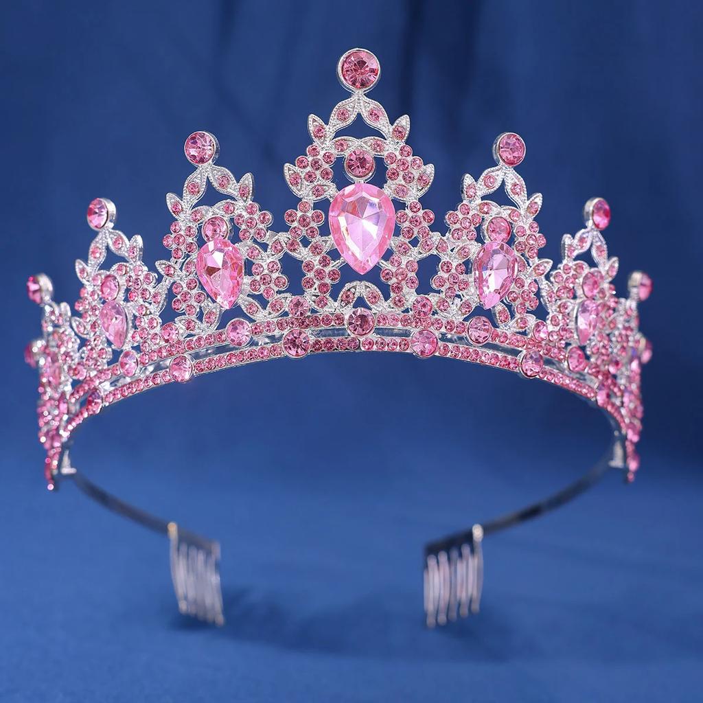 Baroque Vintage Crystal Rhinestone Crowns With hair comb Diadems Headbands For Women Bride Wedding Hair Accessories Jewelry NONE