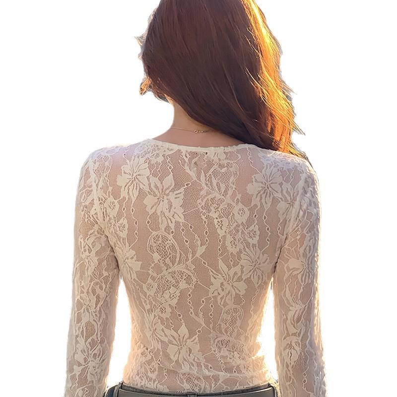 2025 Women's Self-Heating Lace Top: Autumn/Winter Brushed Lining, Plus Velvet, Embossed Inner Layer