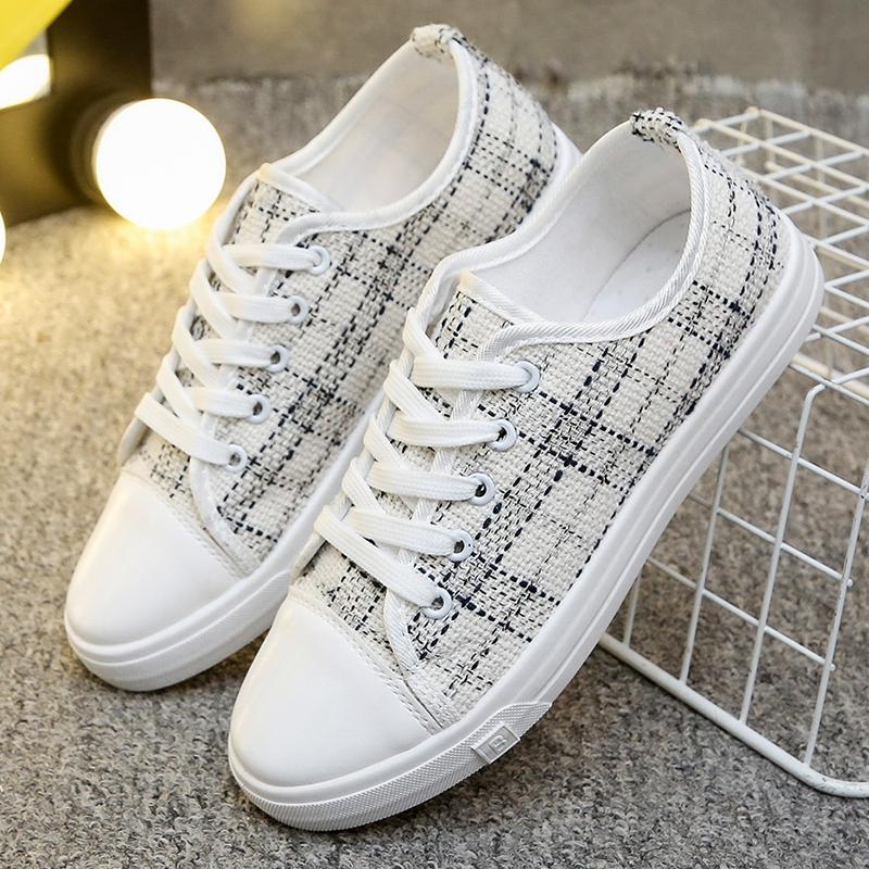 Summer New Trend Canvas Shoes Women Fashion Casual Women 'S Sneakers Mixed Colors Round Toe Lace -Up Shoes For Women Flats