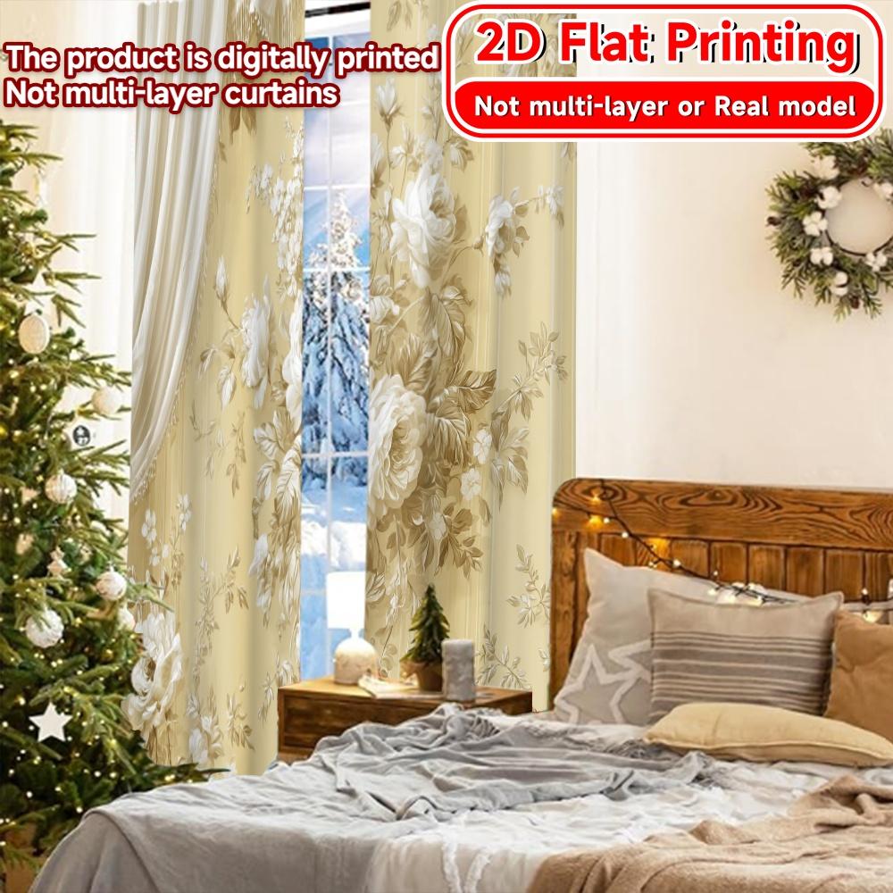 2D Flat Printing,2pcs Elegant Drapery Popular Curtain Versatile Polyester Fabric Curtains Decorations For Home for Bedroom