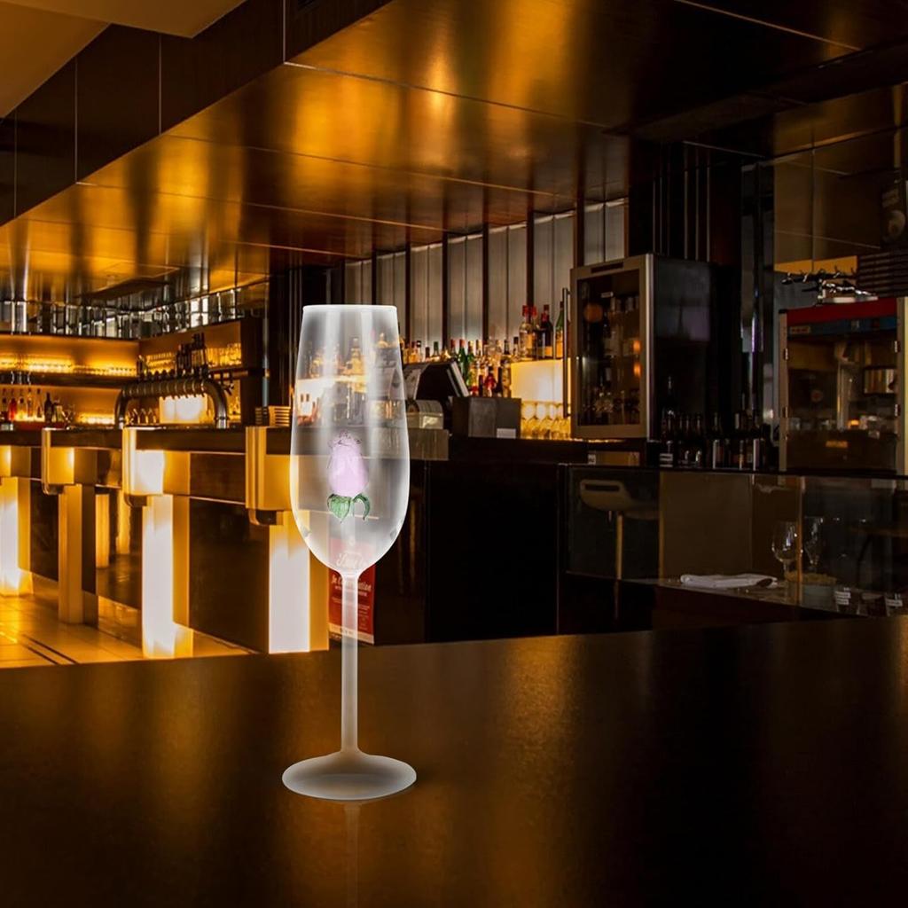 STOBAZA Rose Wine Glass with Rose Inside Wine Goblet Cocktail Glasses Crystal Flutes Red Wine Glass for Wedding Birthday Christmas Gift-1pc