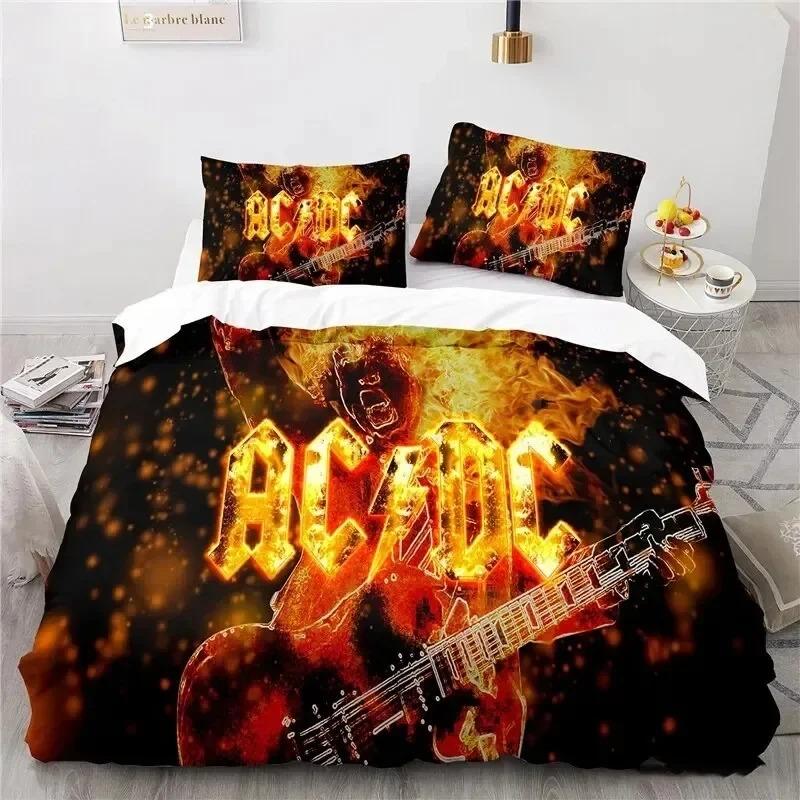 

3D Printed Rock Band AC/DC Bedding Set Bedroom Soft Modern Bedspreads Comefortable Kids Duvet Cover Quilt Cover And Pillowcase AU Single 140x210cm