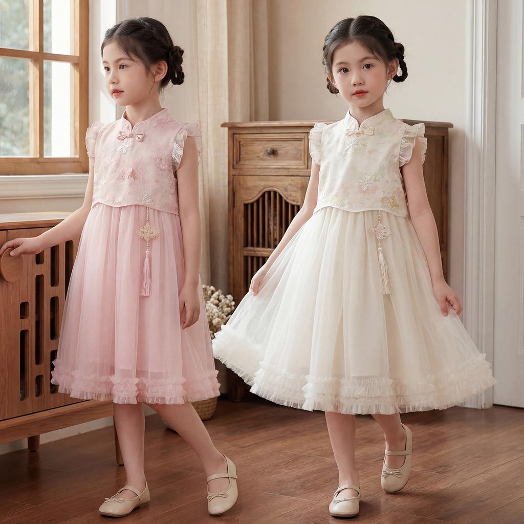 Girls' Cheongsam Dress Summer Dress 2026 New Style Children's Chinese Style Tang Dress Hanfu Summer Main Dress