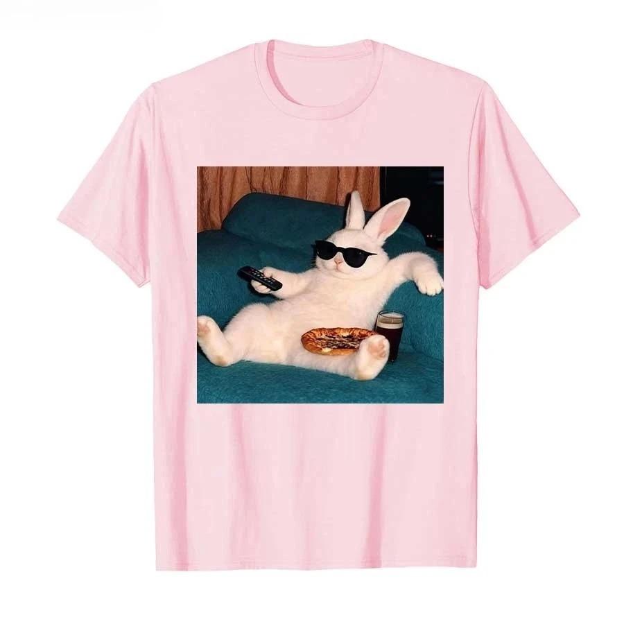 2026 Faules Kaninchen Meme Kaninchen T-Shirt Herren Damen Harajuku Hiphop Streetwear T-Shirts Oberteile Hip Hop Streetwear Übergroßes T-Shirt