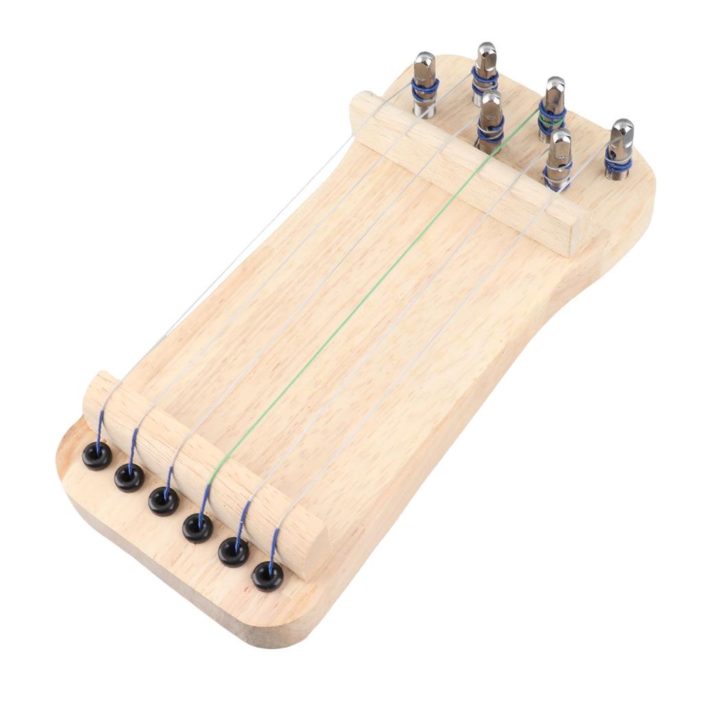 Chinese Zither Finger Trainer Wooden 6 String Mini Musical Instrument Fingering Practice Tool