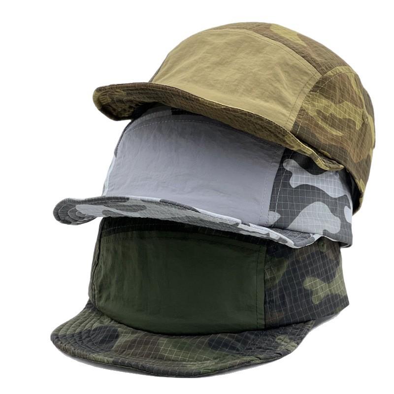 Summer New Sunshade Quick-drying Cap Five-piece Camouflage Splicing Sunscreen Cap Fashionable Soft-brimmed Baseball Cap Tide
