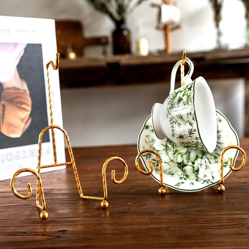 Luxury Metal Coffee Tea Cup Saucer Display Storage Rack Mug Stand Simple Home Decor Suitable For Tray Tea Kitchen Organizer
