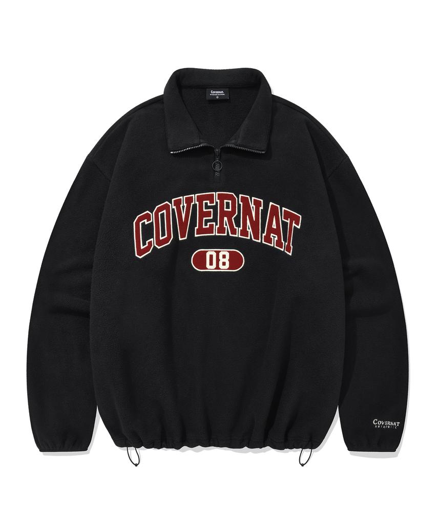 COVERNAT Arch Logo Fleece Half Zip Sweatshirt Black