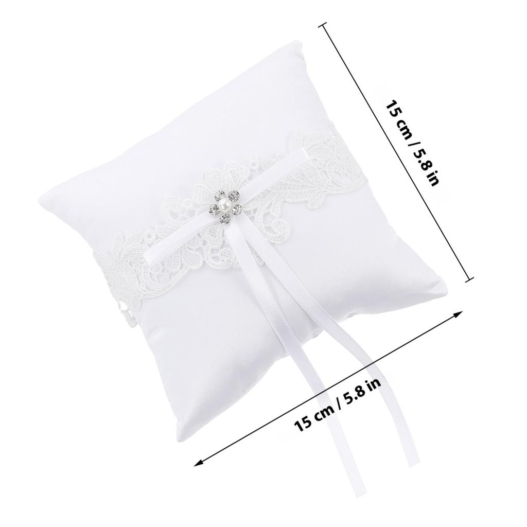 1 Pièce Coussin Anneau en Dentelle Mariage Nœud Papillon Coussin Décoratif Romantique Porte-Bague de Fiançailles Fourniture de Mariage Léger
