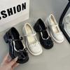 French retro Mary Jane small leather shoes for women's spring and autumn new light-mouth bow single shoes with skirts