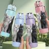 1PC Two Gray Kitten Cat Portrait Print 750ml Color Plastic Sports Water Bottle Leakproof Flip Straw Lid Suitable for Sports Office Home Use