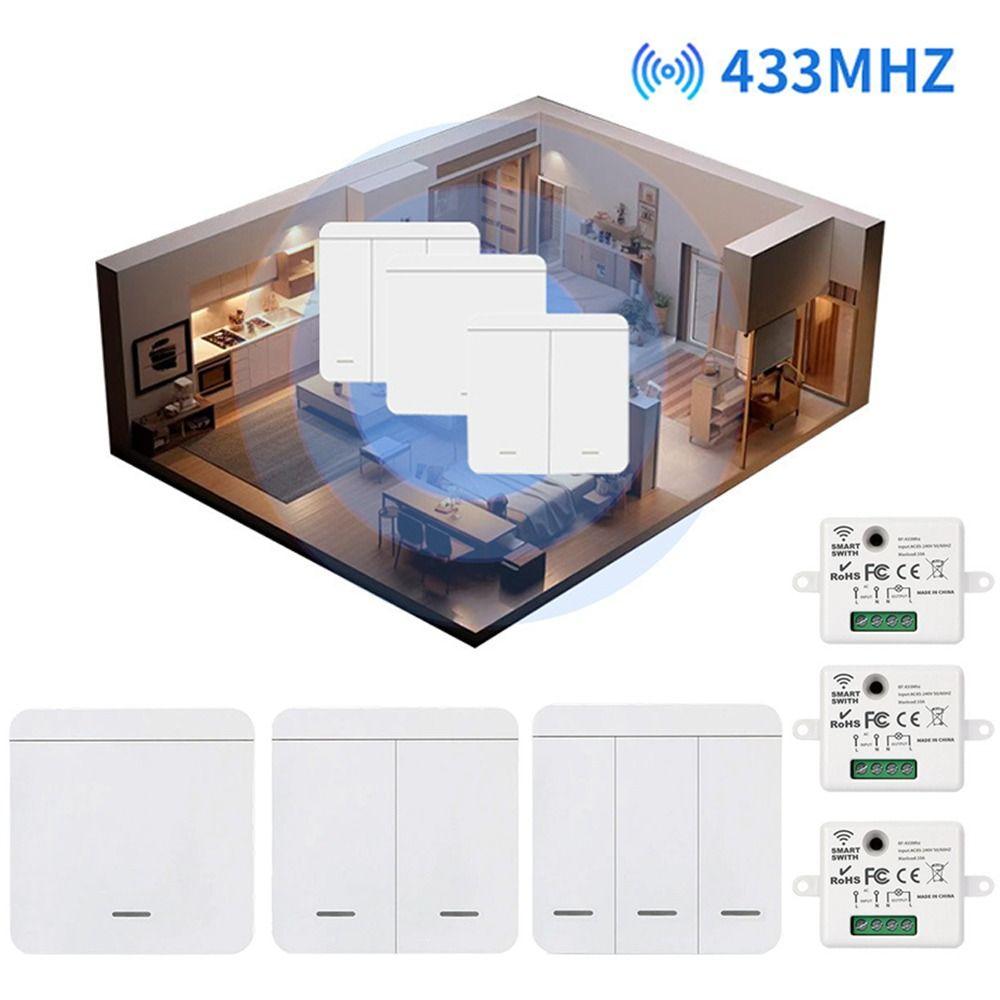 1/2/3 Gang Wireless Remote Control Switch Push Button 433MHZ Wireless Switch ON/OFF Switch Wall Panel Intelligent Switch