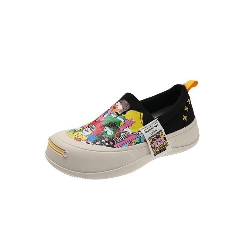 Mary Jane Loafers Women's New Spring Platform Lazy One-pedal Canvas Single Shoes Casual Sports Board Shoes