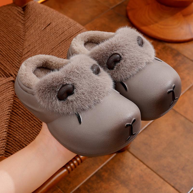 Capybara Children's Cotton Slippers for Boys and Girls EVA Waterproof Cartoon Cute Parent-child Warm Children's Fur Slippers