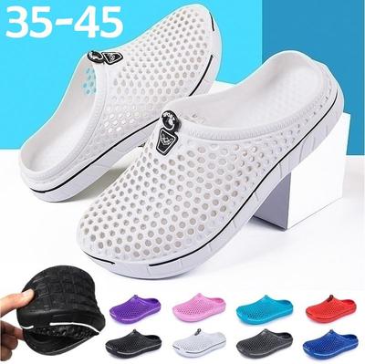 8 Colors Unisex Couples Summer Slippers Beach Shoes Sandals Garden Shoes Plus Size Men Women Hole Slip On Hollow Out Loafers Plus Size