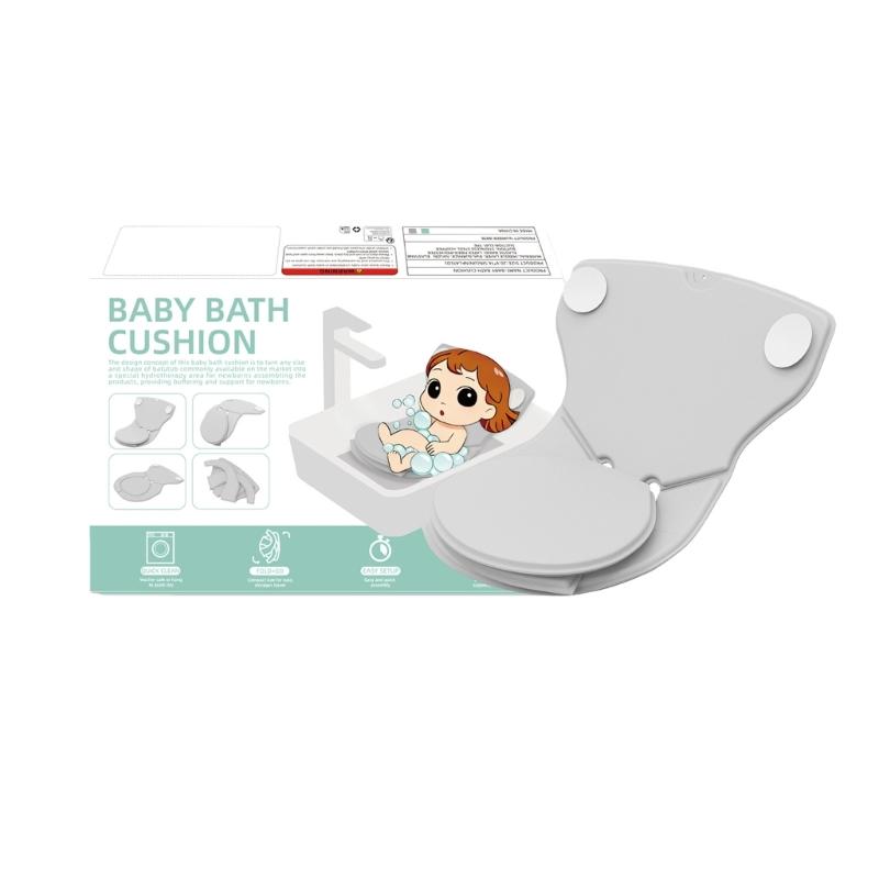 

Foldable Infant Bathing Mat Baby Support Bath Seat Cushion with Suction Cup Bath Pad Comfortable Flexible Baby Essential серый