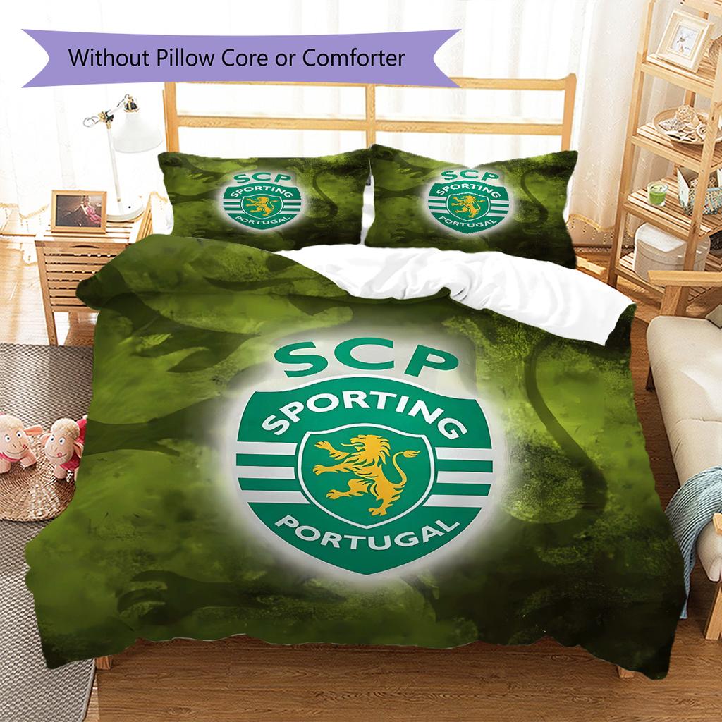 Sporting FC Pattern Bedding Quilt Set Quilt Cover Pillowcase Home Decoration Gift (1 * duvet cover + 2 * pillowcase, without core)