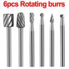 6/12Pcs HSS Routing Router Drill Bits Set Rotary Burr Tool CNC Engraving Abrasive Tools Wood Metal Milling Cutter