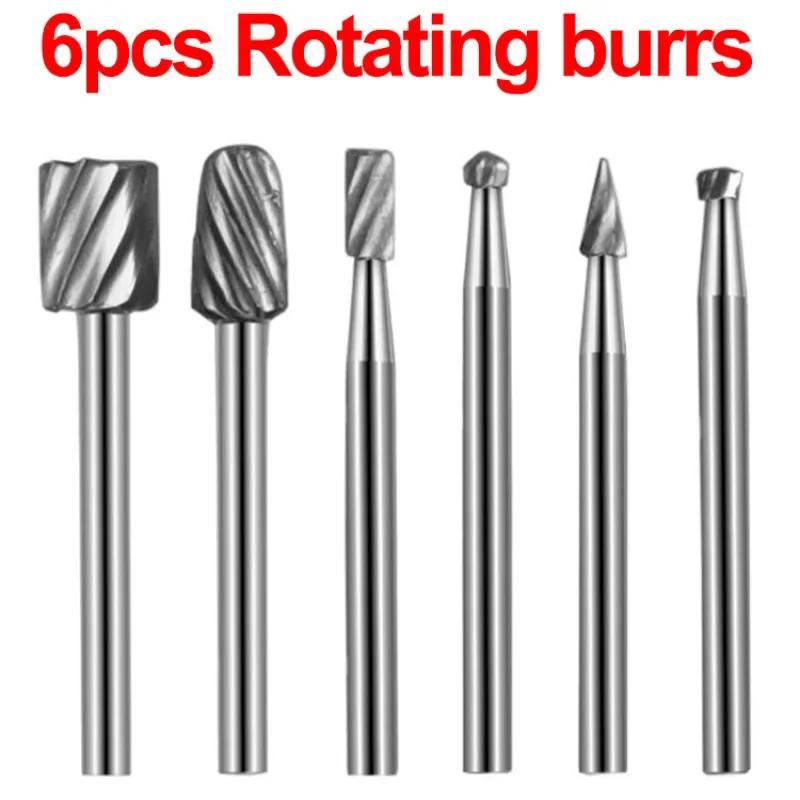 6/12Pcs HSS Routing Router Drill Bits Set Rotary Burr Tool CNC Engraving Abrasive Tools Wood Metal Milling Cutter