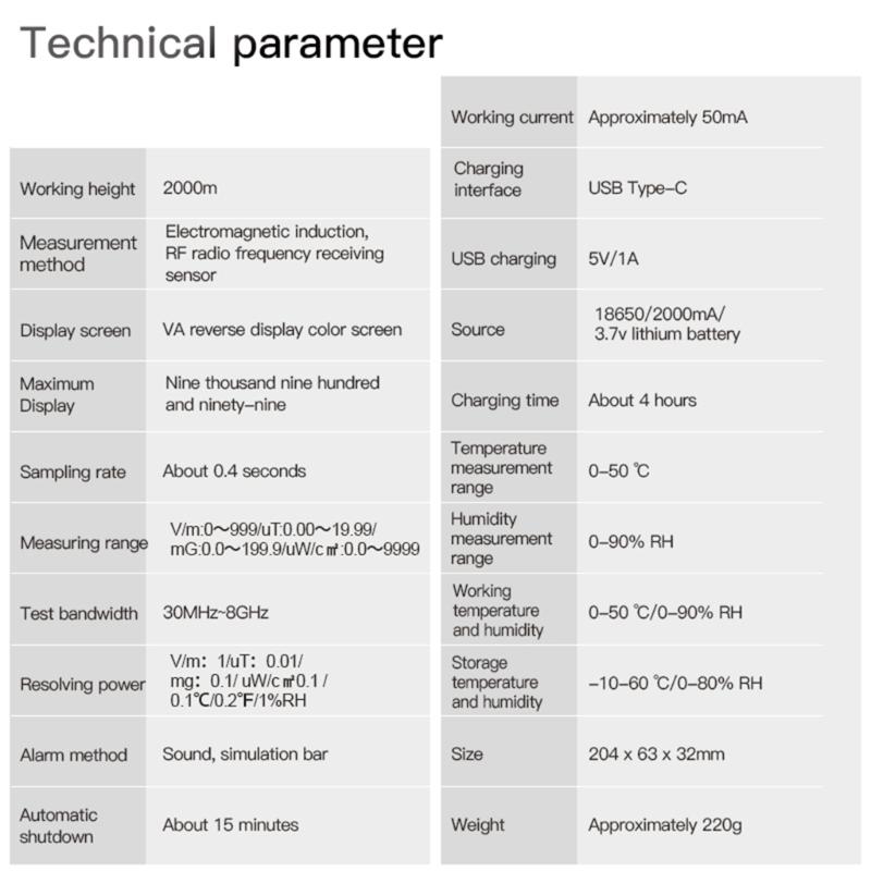 Electromagnetic Field Meter Radiation Tester EMF Analyzers Radiation Detection Precise Monitoring User Friendly Display