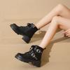 Women's Ankle Boots Fashion Outdoor Casual Leather Boot Side Zip Ankle Boots Punk Style Women's Platform Boots Motorcyccle Boot