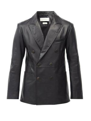 AL KHALID Authentischer Neuer Herren-Blazer Schwarz 100% Echtes Lammleder Stilvoller Slim-Fit Mantel Blazer