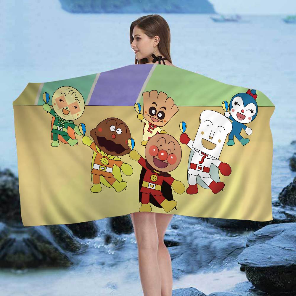 Classic Children Anime A-Anpanman Microfiber Blanket Quick Drying Beach Towels Oversized Printing Super Absorbent Pool Towel