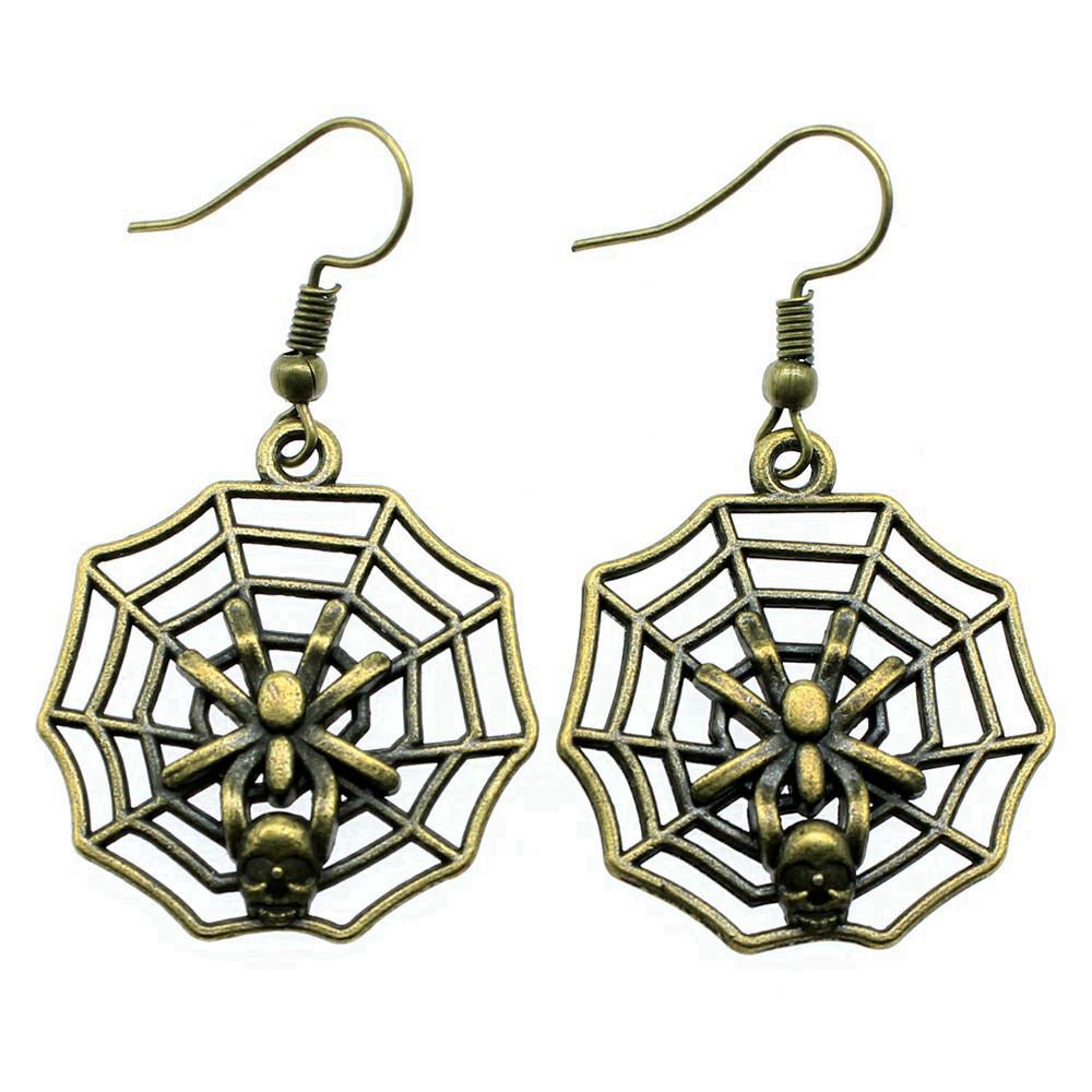 Gothic Spider Charm Dangle Earrings Halloween Horror Arachnid Drop Earrings Dark Punk Goth Jewelry