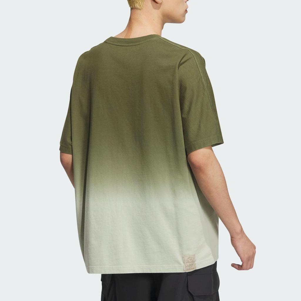 Adidas Originals Gradient Design Casual Crew Neck Short Sleeve Printed T-Shirt Unisex Tops Olive Green JG1523