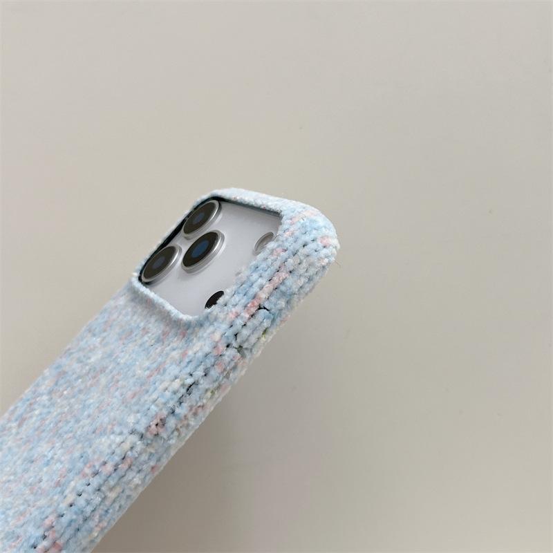 Blaue Strickstoff-Handyhülle für iPhone 15, iPhone 16, iPhone 17 Pro Max