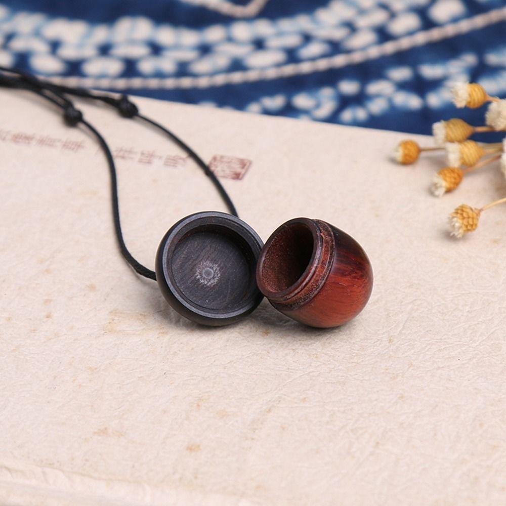 Women Necklace Pine Cone Acorn Gawu Box Long Necklace Female Necklace Braided Rope Ebony Necklace