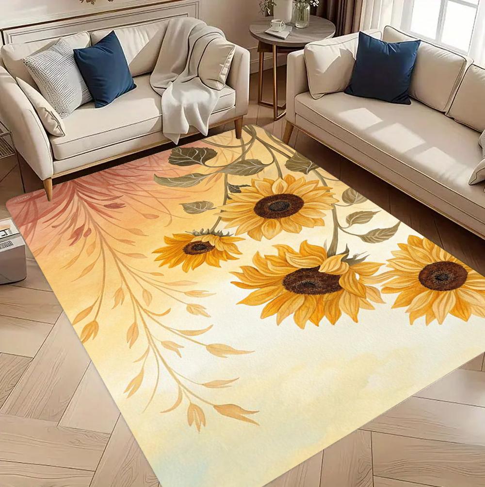

Sunflower Vintage Style Rugs Flowers Washable Rug for Farmhouse Home Decor, Bedroom and Study Carpet, Non-Slip Indoor Floor mat 40x60cm