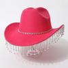 Women's Gender-neutral Western Cowboy Hat, Water Drop Gem Medium Chain with Rhinestone Tassel European and American Hats, Bridal Top Hats